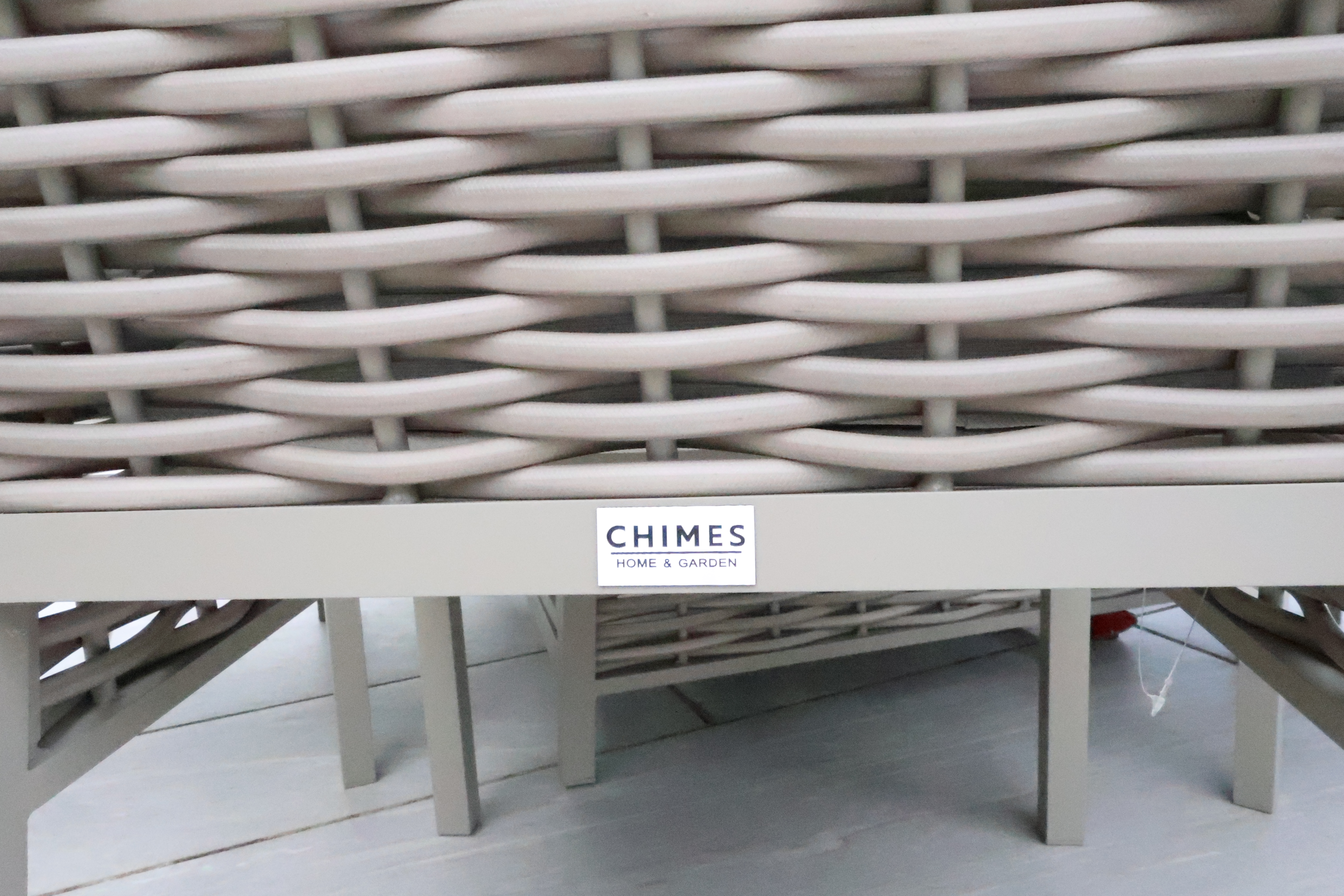 Chimes - Monaco Aluminium 6 Seat Round Dining Set - 1.5 Meter Round Table With Firepit - Rope Weave - Cream